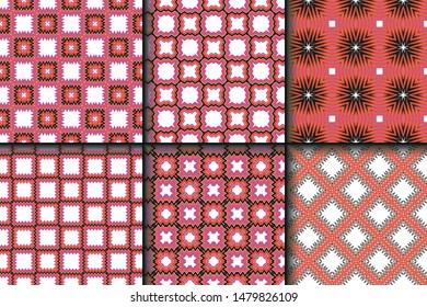 Set of Geometric Pattern. Seamless Texture Color Background. Vector illustration.