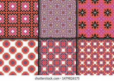 Set of Geometric Pattern. Seamless Texture Color Background. Vector illustration.