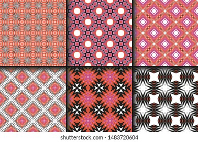 Set of Geometric Pattern. Seamless Texture Color Background. Vector illustration.