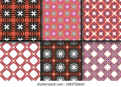 Set of Geometric Pattern. Seamless Texture Color Background. Vector illustration.