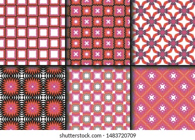 Set of Geometric Pattern. Seamless Texture Color Background. Vector illustration.
