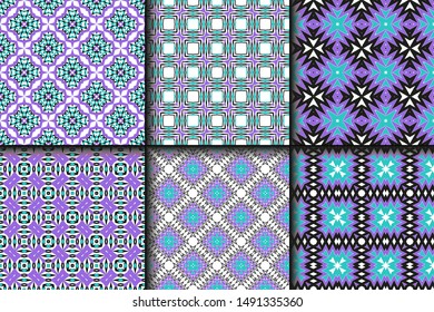 Set of Geometric Pattern. Seamless Texture Color Background. Vector illustration.