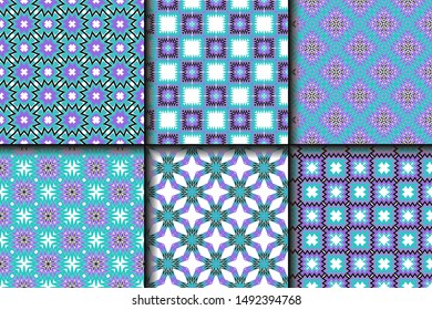 Set of Geometric Pattern. Seamless Texture Color Background. Vector illustration.