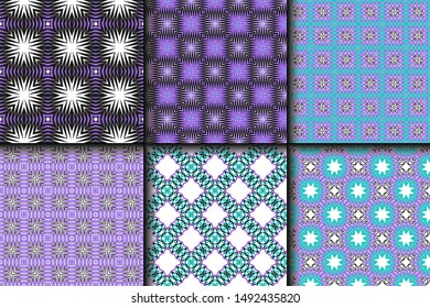 Set of Geometric Pattern. Seamless Texture Color Background. Vector illustration.
