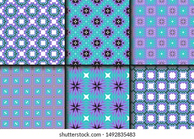 Set of Geometric Pattern. Seamless Texture Color Background. Vector illustration.