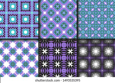 Set of Geometric Pattern. Seamless Texture Color Background. Vector illustration.