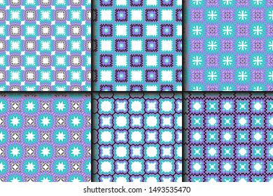 Set of Geometric Pattern. Seamless Texture Color Background. Vector illustration.