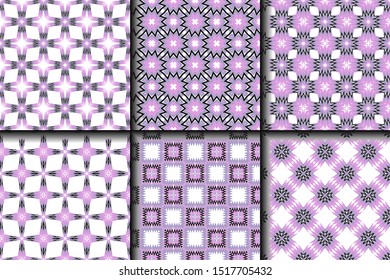 Set of Geometric Pattern. Seamless Texture Color Background. Vector illustration.