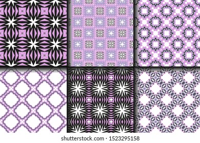Set of Geometric Pattern. Seamless Texture Color Background. Vector illustration.