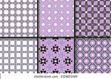 Set of Geometric Pattern. Seamless Texture Color Background. Vector illustration.