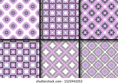 Set of Geometric Pattern. Seamless Texture Color Background. Vector illustration.