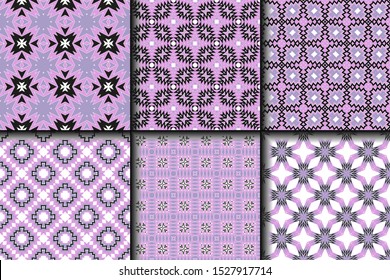 Set of Geometric Pattern. Seamless Texture Color Background. Vector illustration.