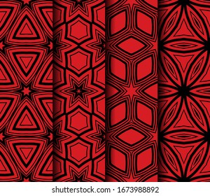 Set of Geometric Pattern. Seamless Texture Color Background. Vector illustration.