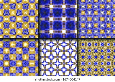 Set of Geometric Pattern. Seamless Texture Color Background. Vector illustration.