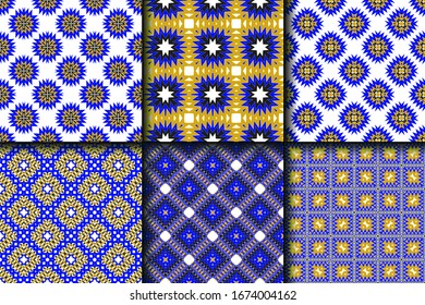 Set of Geometric Pattern. Seamless Texture Color Background. Vector illustration.