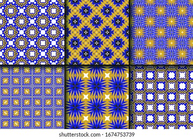 Set of Geometric Pattern. Seamless Texture Color Background. Vector illustration.