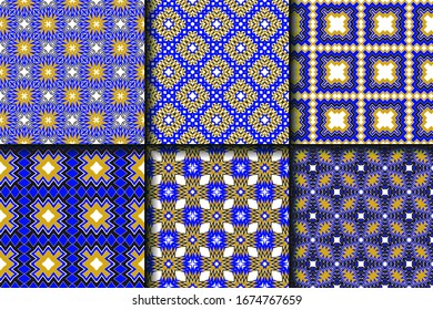 Set of Geometric Pattern. Seamless Texture Color Background. Vector illustration.