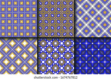 Set of Geometric Pattern. Seamless Texture Color Background. Vector illustration.