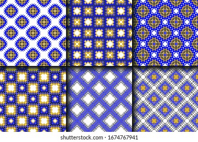 Set of Geometric Pattern. Seamless Texture Color Background. Vector illustration.