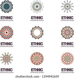 Set geometric pattern. Vector motif,decoration element. 3D mandala for brochures, invitations, greeting card