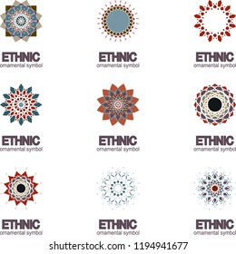 Set geometric pattern. Vector motif,decoration element. 3D mandala for brochures, invitations, greeting card