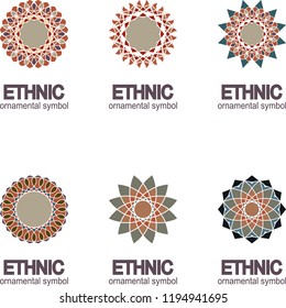 Set geometric pattern. Vector motif,decoration element. 3D mandala for brochures, invitations, greeting card