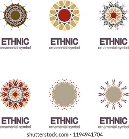 Set geometric pattern. Vector motif,decoration element. 3D mandala for brochures, invitations, greeting card