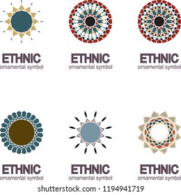 Set geometric pattern. Vector motif,decoration element. 3D mandala for brochures, invitations, greeting card