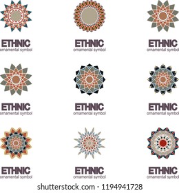 Set geometric pattern. Vector motif,decoration element. 3D mandala for brochures, invitations, greeting card