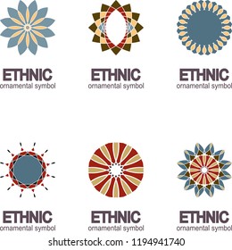 Set geometric pattern. Vector motif,decoration element. 3D mandala for brochures, invitations, greeting card