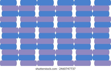 set of geometric patterns, 70's year themes vintage purple and blue color stack column strip repeat pattern, replete image design for fabric pattern or wallpaper