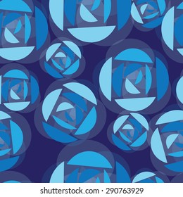 set of geometric patterns abstract blue roses on a dark background. vector background