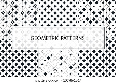 A set of geometric patterns consisting of rhombuses and dotted lines.