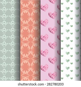 set geometric patterns and pink roses that can be used endlessly.