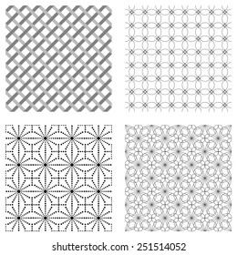 Set of geometric patterns. Seamless textures