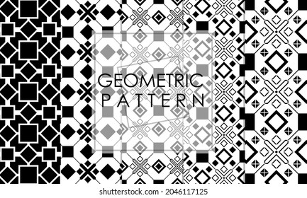 Un conjunto de patrones geométricos a partir de la forma de un cuadrado en color monocromo.