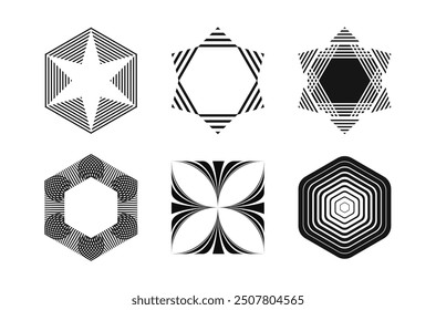 Set of Geometric Patterns of Stars, Lines, Waves, and gradient lines - A Stylish Collection of Contemporary Trends.