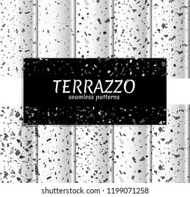 A set of geometric patterns in the style of terrazzo