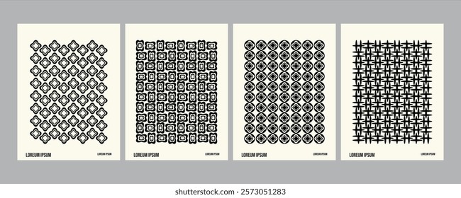 Set of geometric patterns with unique shapes other than round and square.