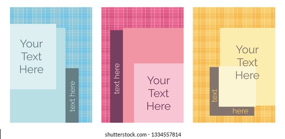 Set of geometric plaid pattern backgrounds for text