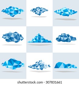 Set with geometric polygonal clouds.