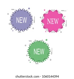 Set of geometric polygonal new star burst sticker label banner web icon element logo collection illustration vector isolated