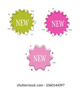 Set of geometric polygonal new star burst sticker label banner web icon element logo collection illustration vector isolated