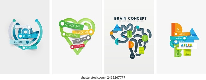 Set of geometric poster backgrounds with time line design infographics. Vector illustration For Wallpaper, Banner, Background, Card, Book Illustration, landing page