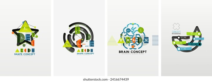 Set of geometric poster backgrounds with time line design infographics. Vector illustration For Wallpaper, Banner, Background, Card, Book Illustration, landing page