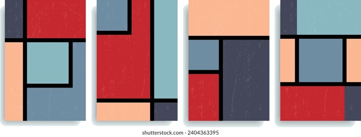 Un conjunto de afiches geométricos en un diseño minimalista. Vector.