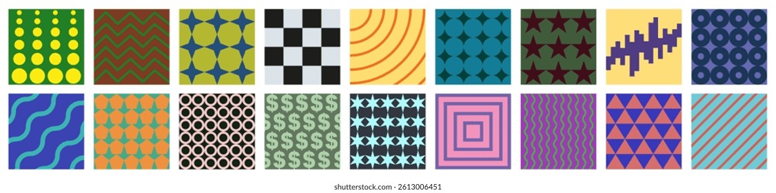 Set of geometric posters. Simple shape and patterns in colorful tones. Abstract style. ESP 10.