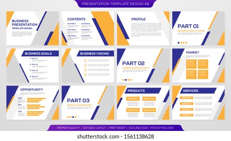 set of geometric presentation template design with modern and minimalist layout concept