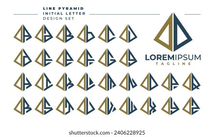 Set of geometric pyramid letter O OO logo, number 0 00 design