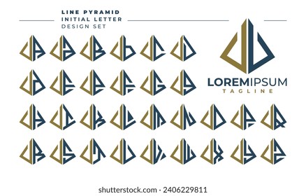 Set of geometric pyramid letter U UU logo design